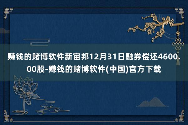 赚钱的赌博软件新宙邦12月31日融券偿还4600.00股-赚钱的赌博软件(中国)官方下载