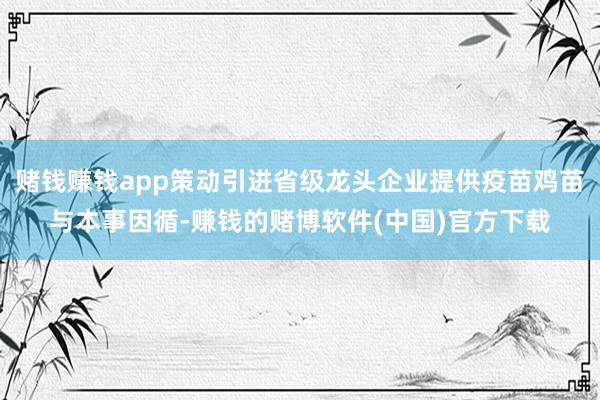 赌钱赚钱app策动引进省级龙头企业提供疫苗鸡苗与本事因循-赚钱的赌博软件(中国)官方下载